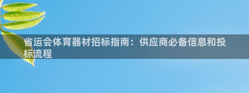 耀世娱乐目 5O6917 耀世：省运会体育器材招标指